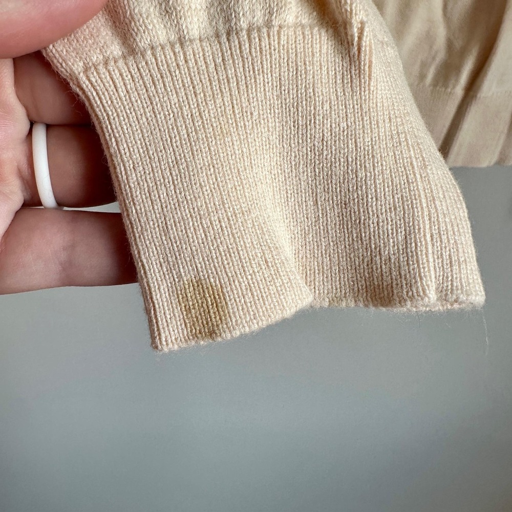 Zadig & Voltaire Sweater Womens Medium Cream V Neck Pullover Rhinestone Sleeve - Picture 10 of 10